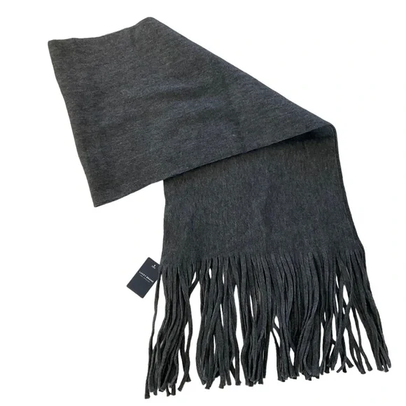 NWT Lucky Brand Charcoal Gray Soft Wide Winter Scarf Fringe Long - Picture 3 of 10